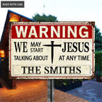 Personalized Nail Cross Talking About Jesus Metal Sign