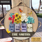 Serve The Lord Flower Jars Personalized Circle Sign