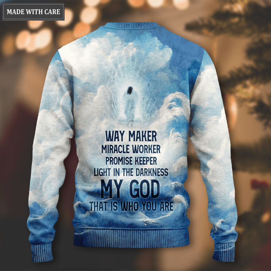 Blue Christ Way Maker Miracle Worker Wool Sweatshirt