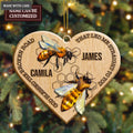 Honey Bee Couple God Blessed Personalized Wood Engraved Ornaments