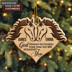 Horse Couple God Blessed Personalized Wood Engraved Ornaments