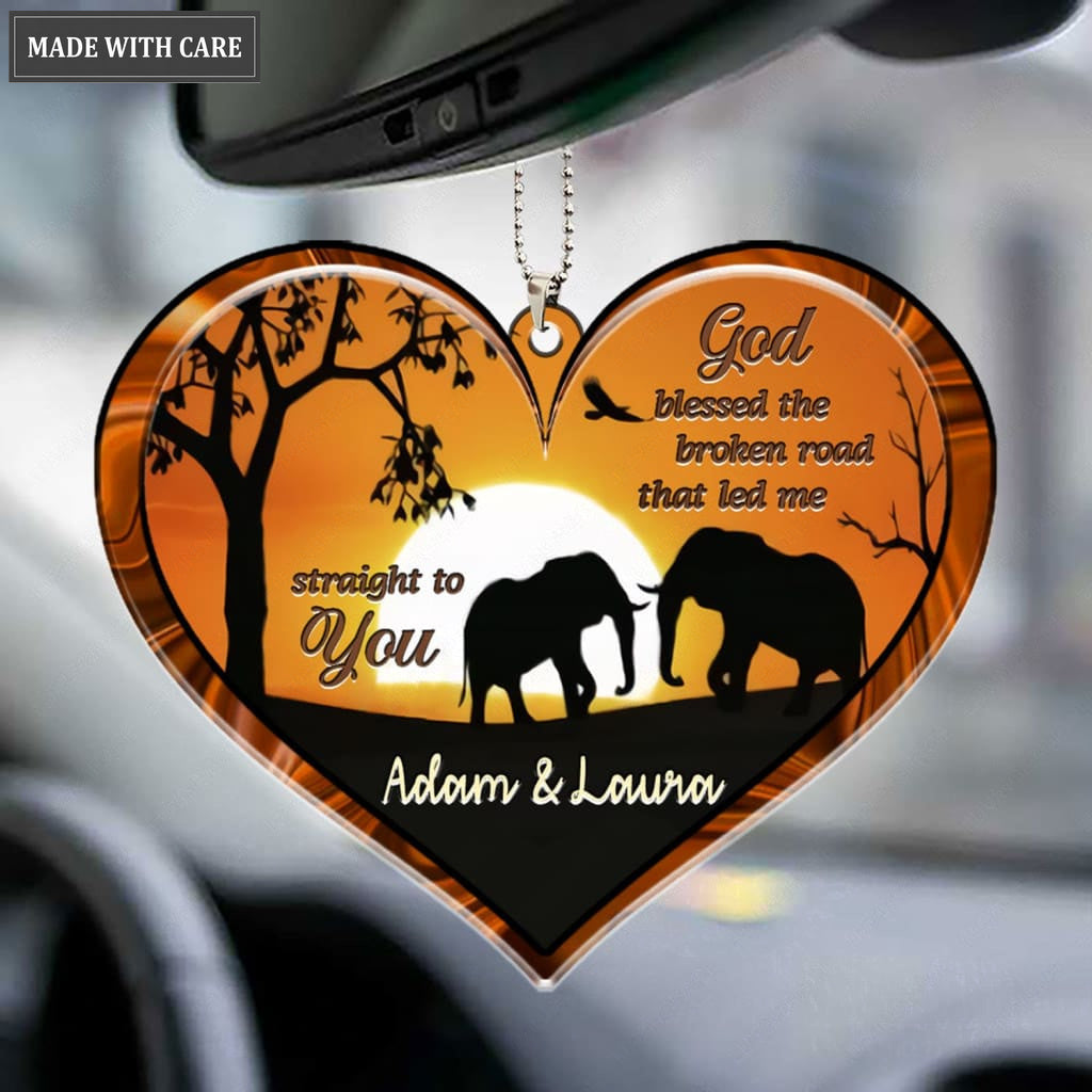 Luvingrace M82 Elephant Couple God Blessed Personalized Ornament