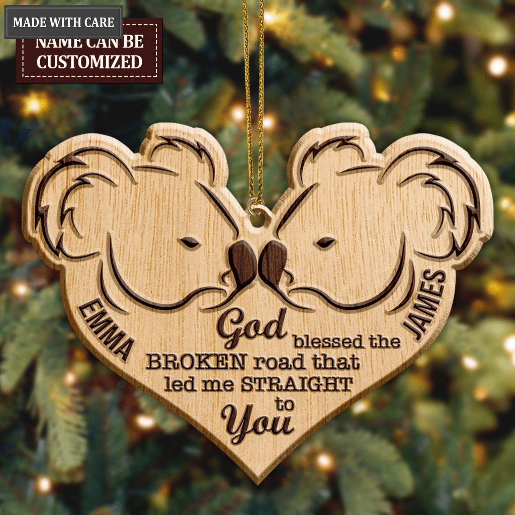 Wild Love Koala Couple God Blessed Personalized Wood Engraved Ornaments