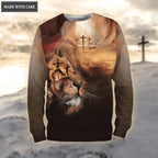 Cross Lion Look To God Trust In Lord Hoodie