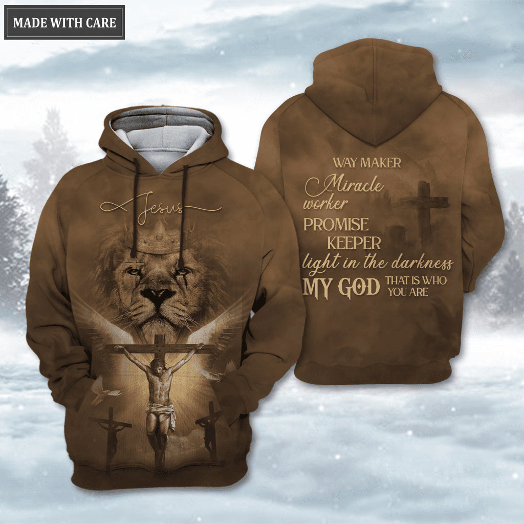 Lion Jesus Cross Way Maker Miracle Worker My God Hoodie