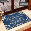 Navy Silver Serve The Lord Personalized Doormat