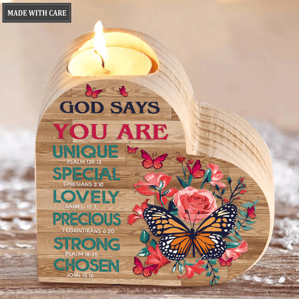Flower And Butterfly God Says You Are Candle Holder