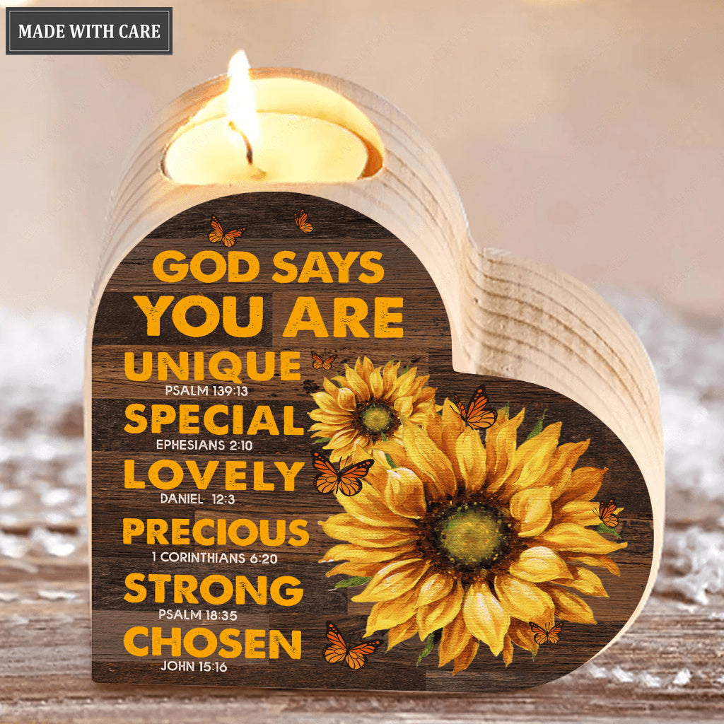 Sunflower And Butterfly God Says You Are Candle Holder