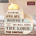 Vintage Wooden As For Me And My House Personalized Candle Holder