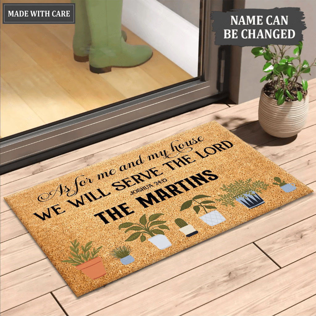As For Me And My House Bible Verse Personalized Doormat