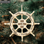 Printfamily M126 Ship Wheel God Says You Are Wood Engraved Ornament