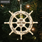 Printfamily M126 Ship Wheel God Says You Are Wood Engraved Ornament