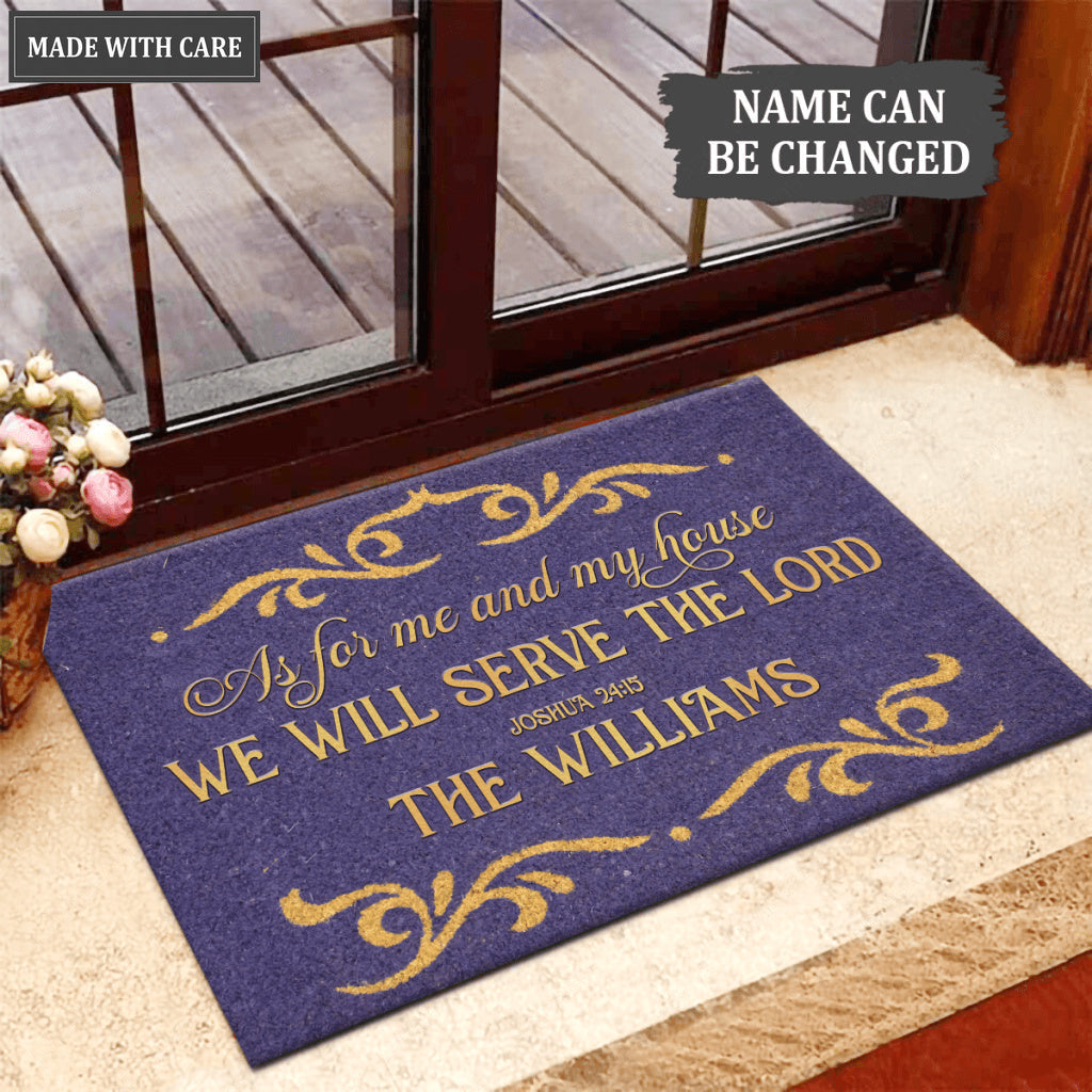 Classic Home Purple Serve The Lord Personalized Doormat