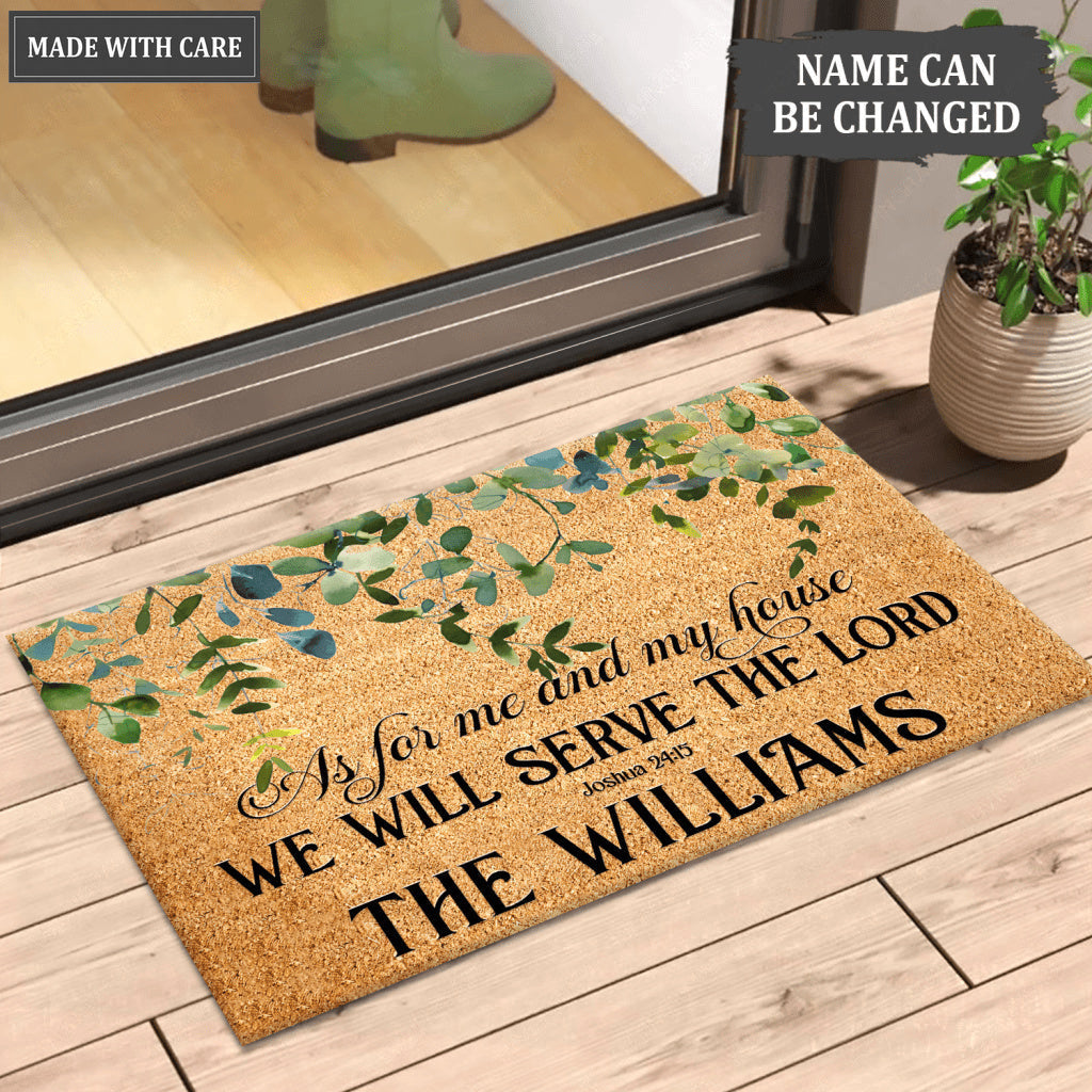 We Will Serve The Lord Bible Verse Personalized Doormat