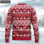 Merry Christmas Snowman Reindeer Wool Knitted Pattern Ugly Sweater
