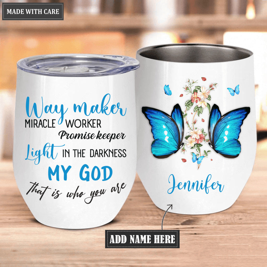 Personalized Dual Butterflies Waymaker Wine Tumbler