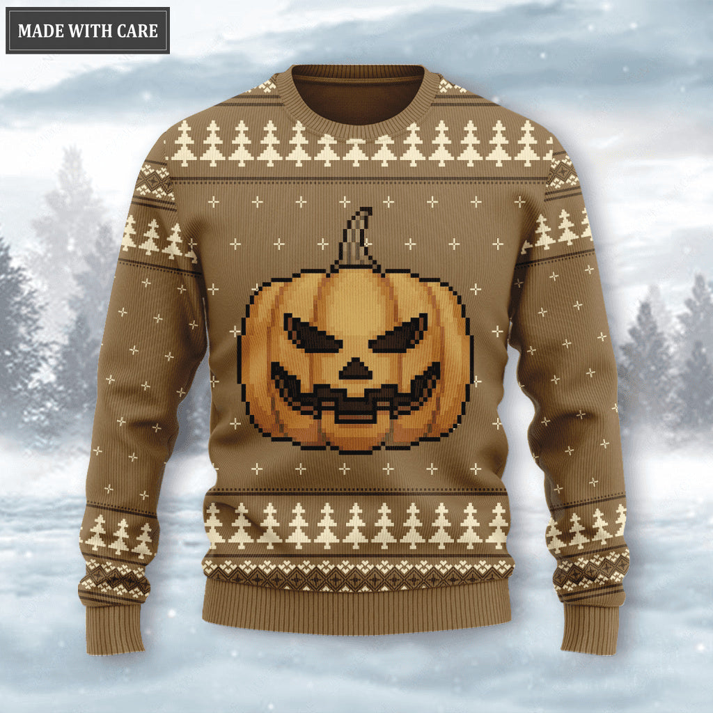 Thanksgiving Pumpkin Turkey Wool Knitted Pattern Ugly Sweater
