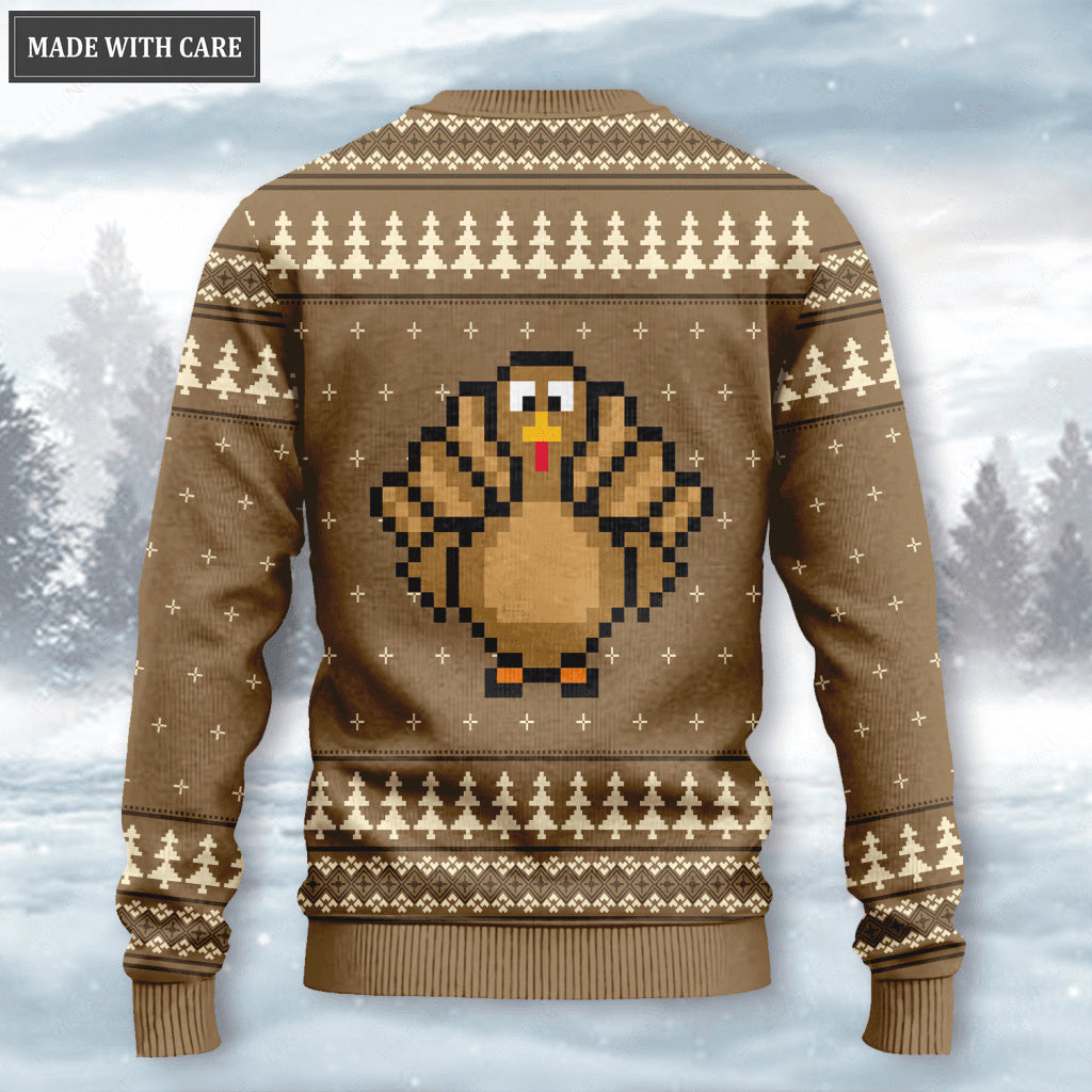 Thanksgiving Pumpkin Turkey Wool Knitted Pattern Ugly Sweater