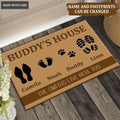 Premium Elegant Custom Footprint Family & Pet Name Brown Doormat