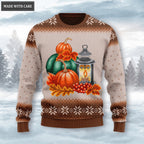 Vintage Thanksgiving Floral Pumpkin Wool Knitted Pattern Ugly Sweater