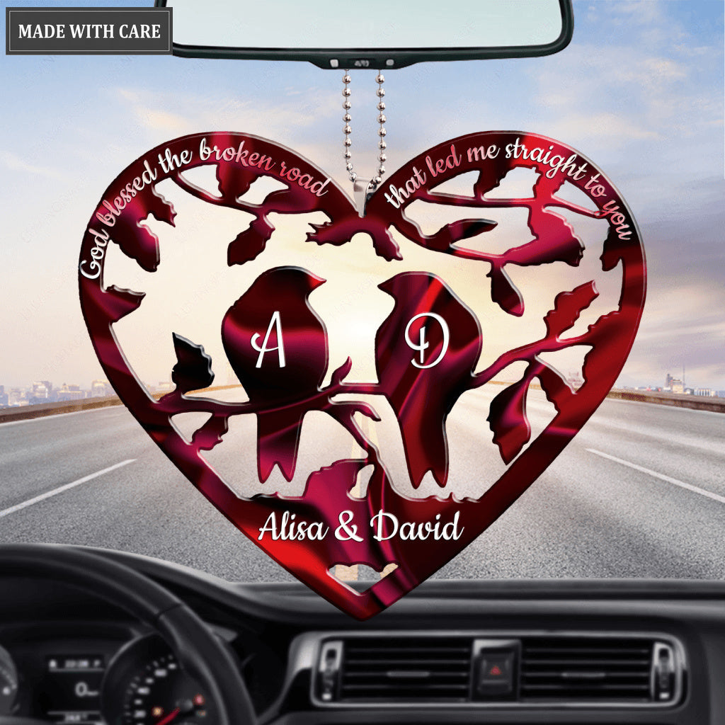 Bird Couple Heart God Blessed Personalized Ornament