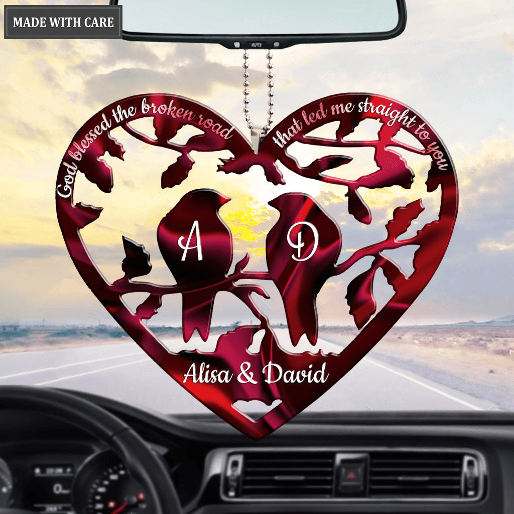 Bird Couple Heart God Blessed Personalized Ornament