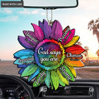 Gorgeous Rainbow Sunflower God Says You Are Ornament