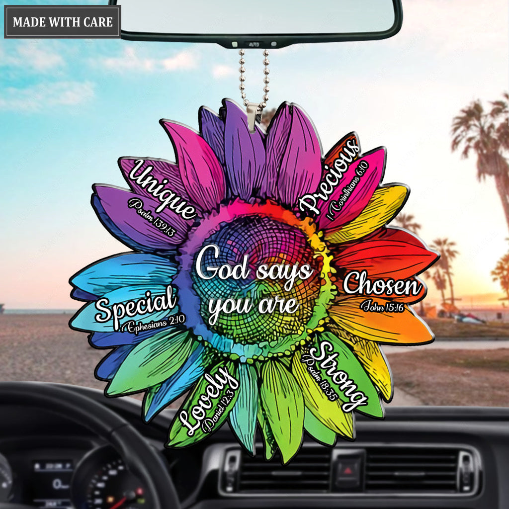 Gorgeous Rainbow Sunflower God Says You Are Ornament