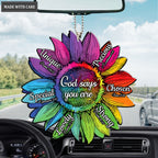 Gorgeous Rainbow Sunflower God Says You Are Ornament
