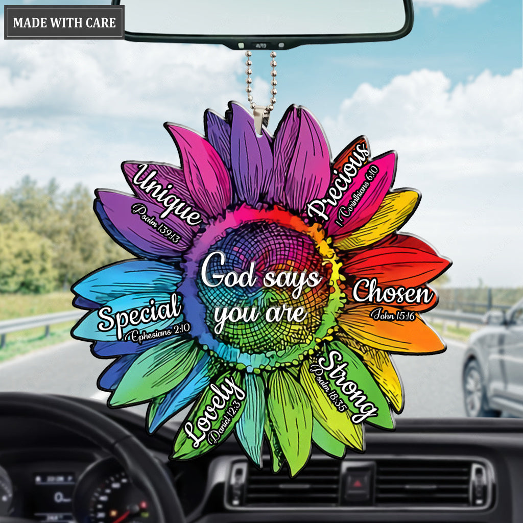 Gorgeous Rainbow Sunflower God Says You Are Ornament