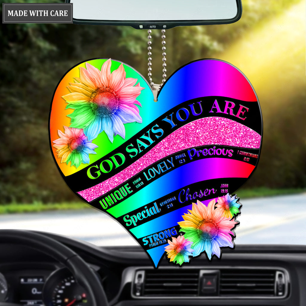 Rainbow Heart God Says You Are Ornament