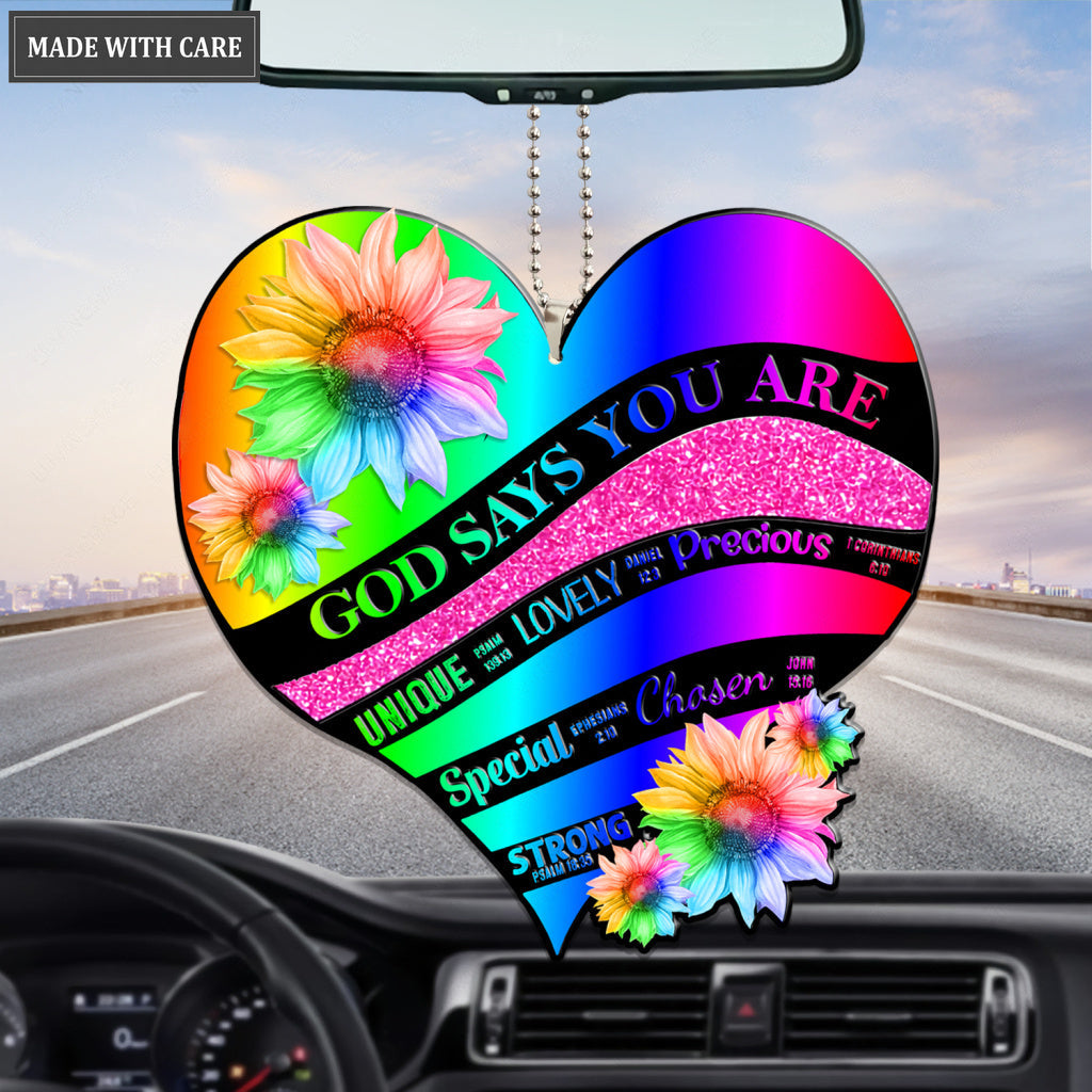 Rainbow Heart God Says You Are Ornament