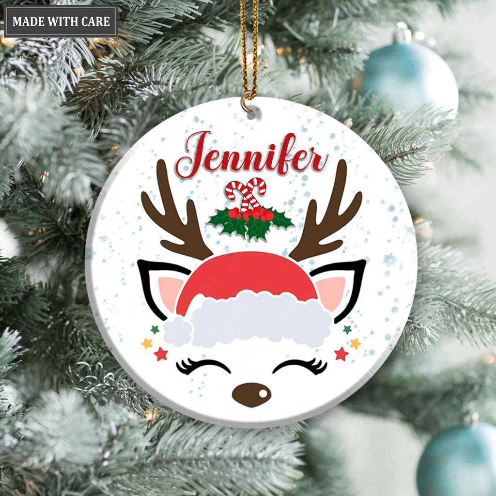 Christmas Candy Baby Antler Personalized Ornament