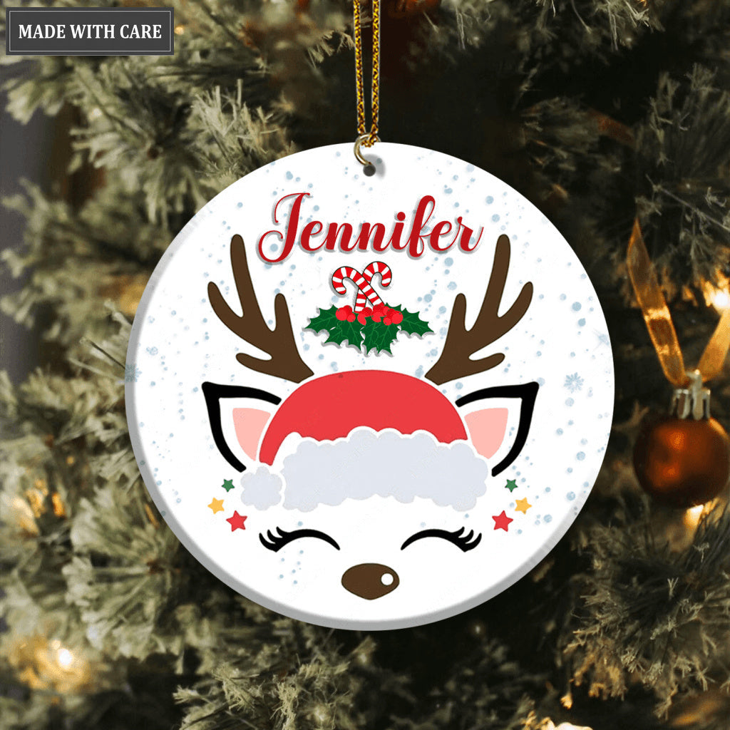 Christmas Candy Baby Antler Personalized Ornament