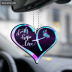 Cross Heart Faith Hope Love Hologram Ornament