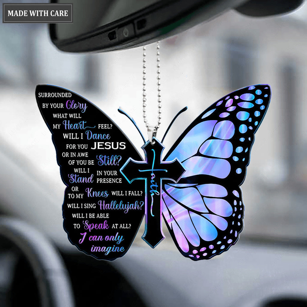 Hologram Butterfly Cross Faith Imagine Ornament