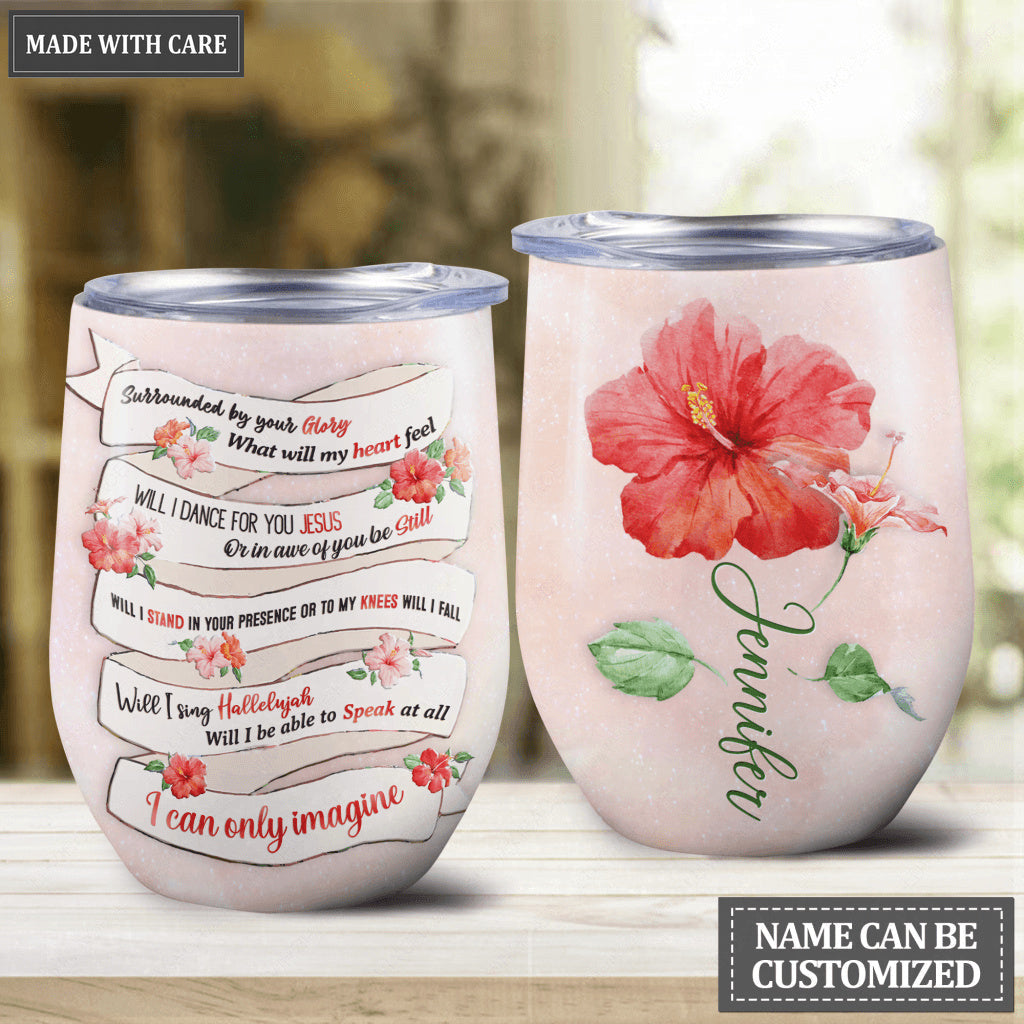 Personalized Hibiscus Ribbon By Glory Wine Tumbler
