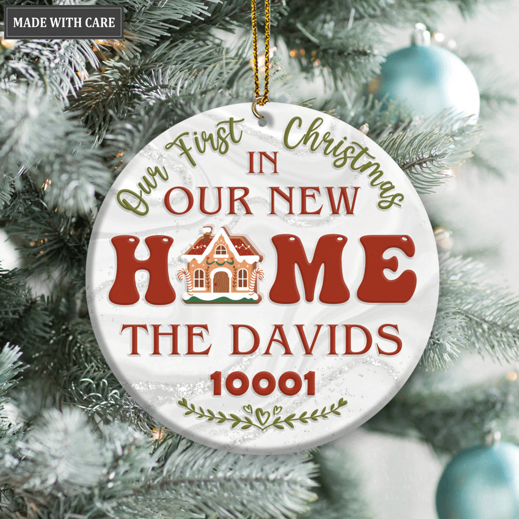 Cookie House First Christmas In New Home Family Name And Zip Code Personalized Ornament