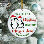 First Christmas Penguin Couple Personalized Ornament