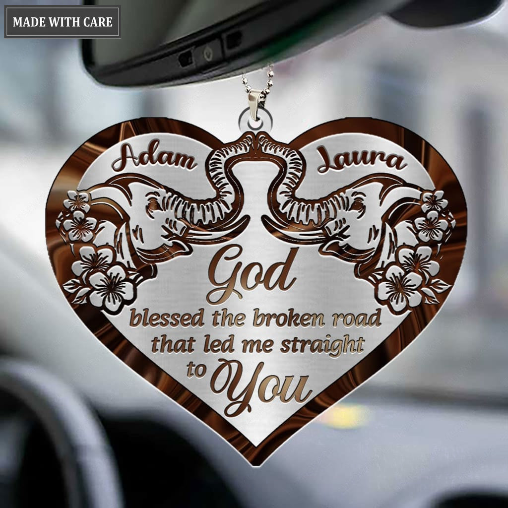 Luvingrace M86 Elephant Couple God Blessed Personalized Ornament