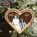 Penguin Couple God Blessed Personalized Wood Engraved Ornaments