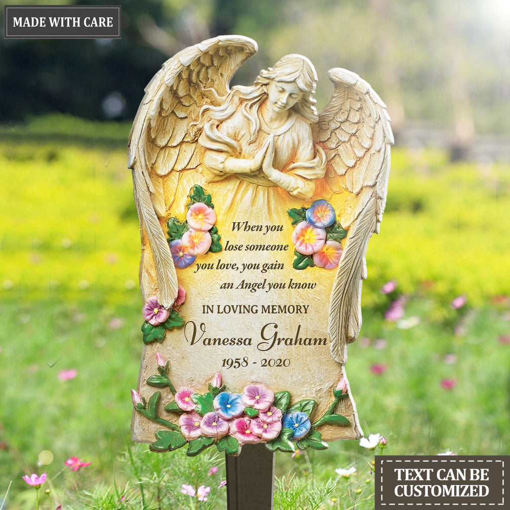 Angel Garden Solar Light And Saying Memorial Personalized Plaque