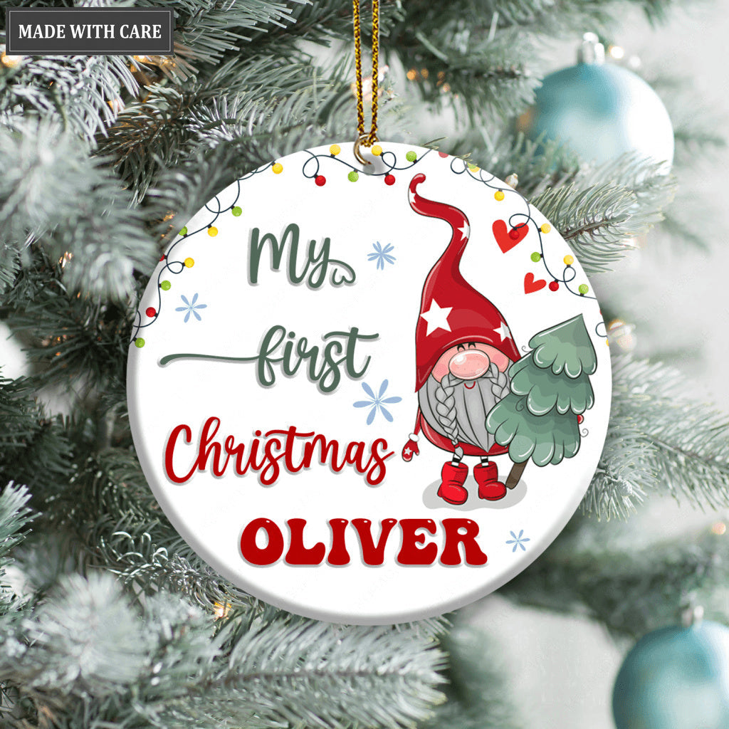 Gnome And Pine My First Christmas Personalized Ornament