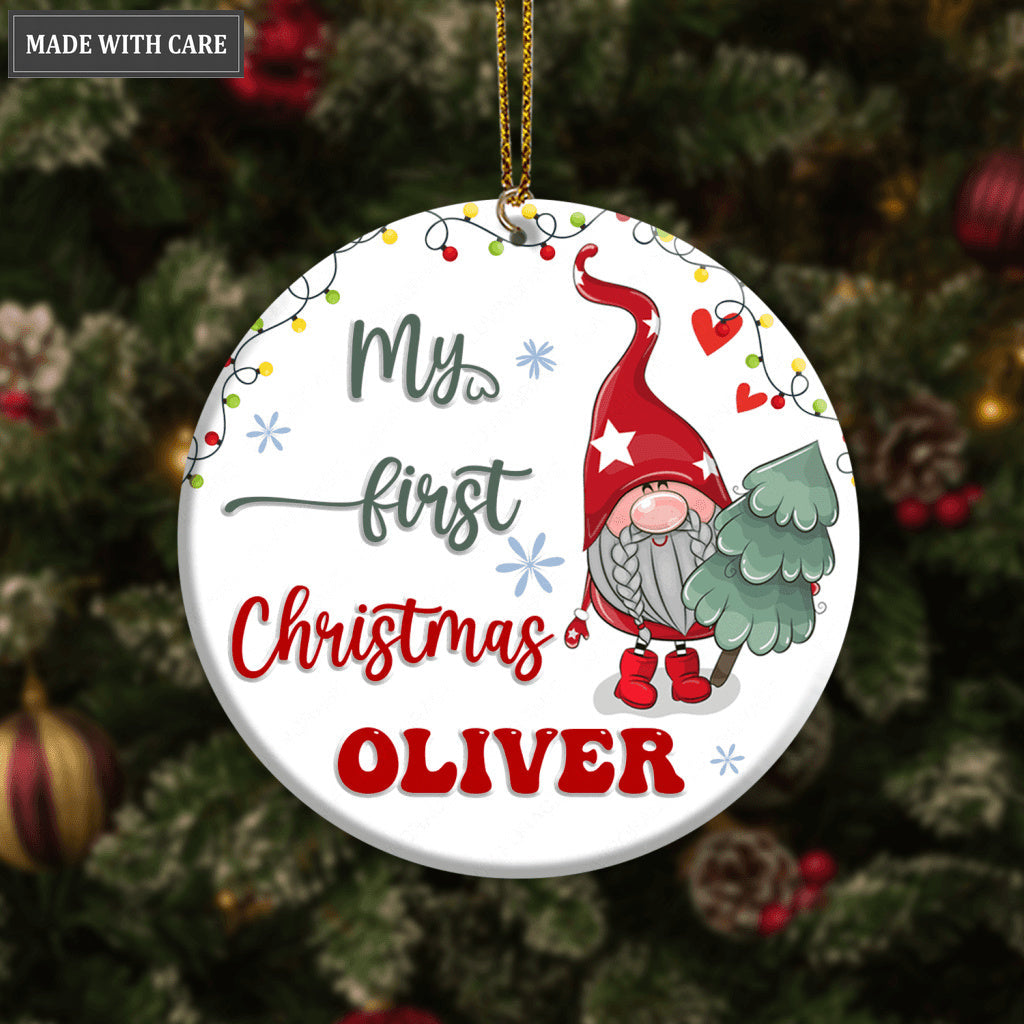 Gnome And Pine My First Christmas Personalized Ornament