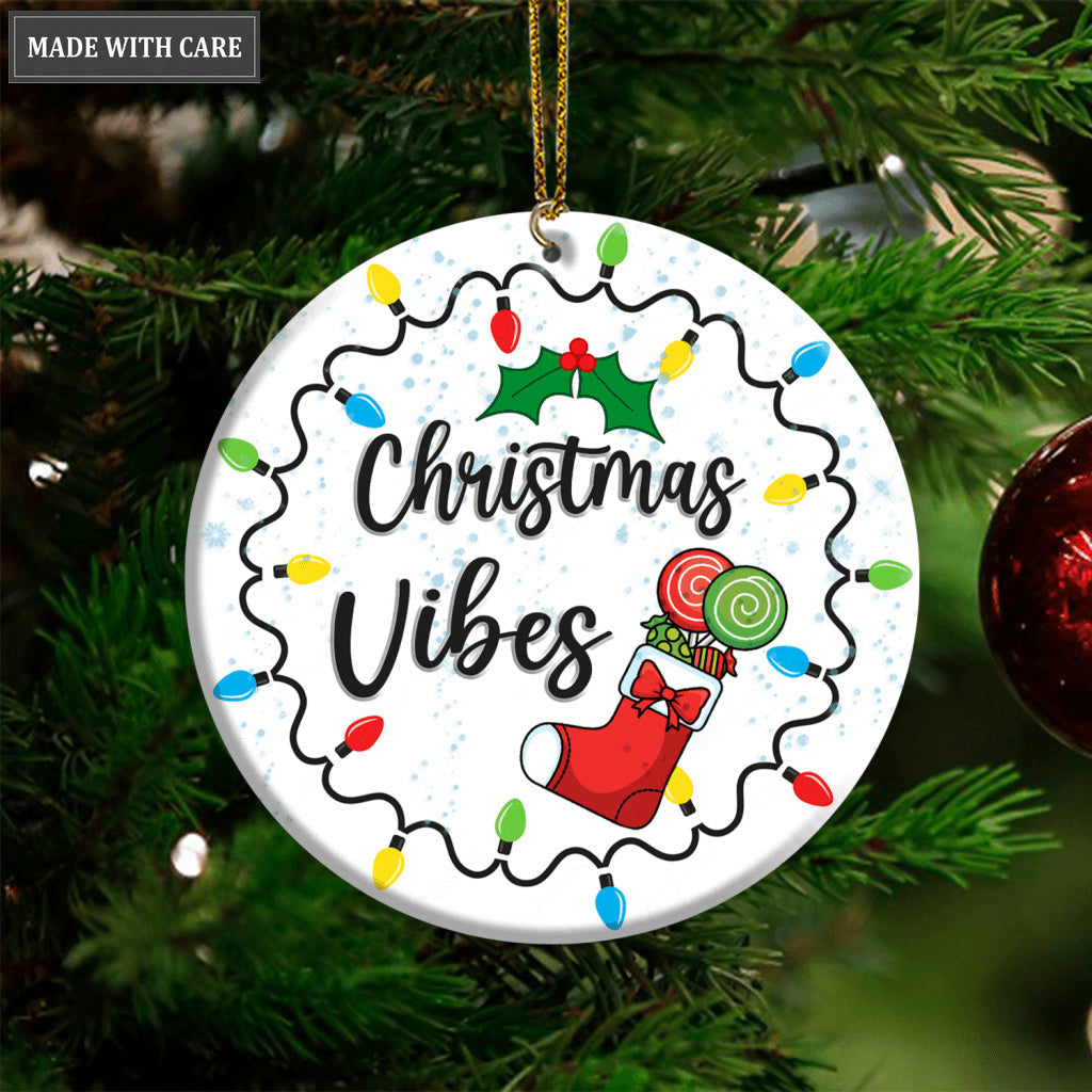 Light Wire And Candy Sock Christmas Vibes Ornament