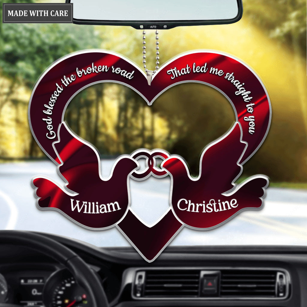 Dove Couple With Rings God Blessed Personalized Ornament