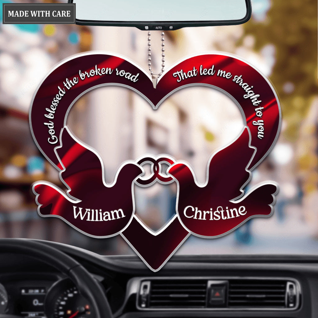 Dove Couple With Rings God Blessed Personalized Ornament