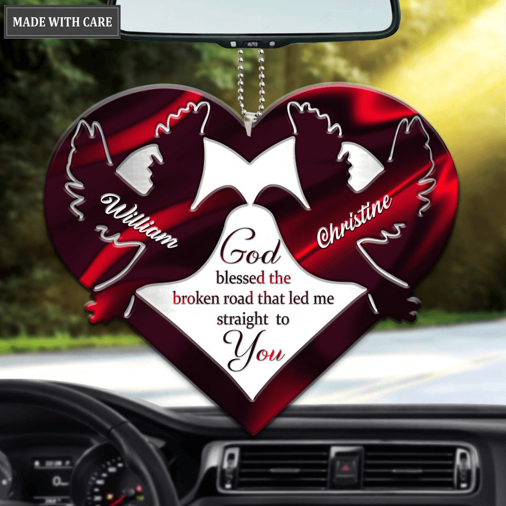 Doves In A Heart God Blessed Personalized Ornament