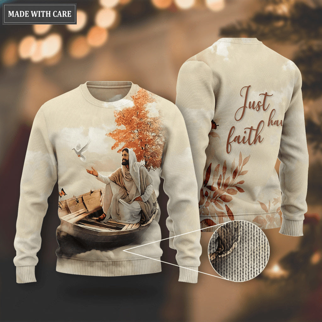 Elegant Jesus Dove Trust In God Wool Sweatshirt