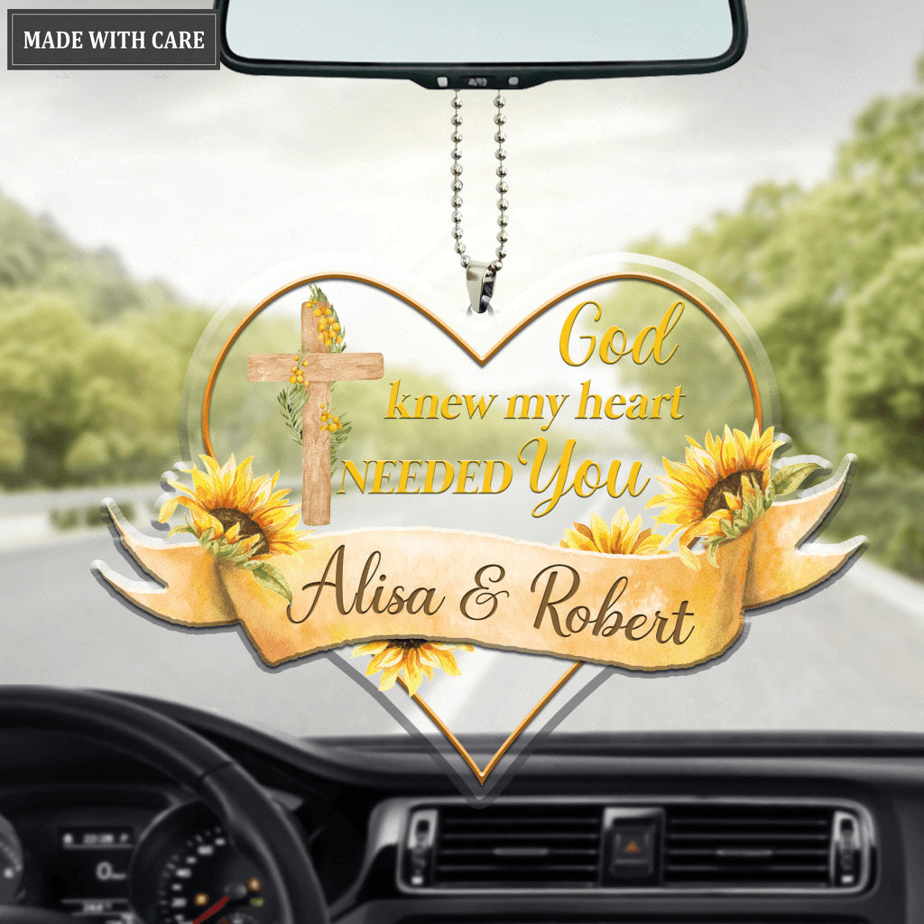 Personalized God Knew My Heart Needed You Ribbon Heart Ornament
